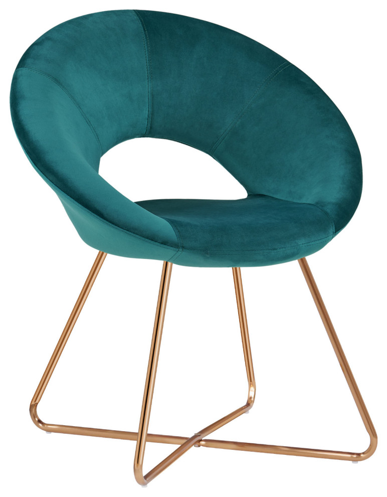 Open-Back Velvet Papasan Accent Chair, Atrovirens