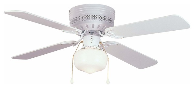 White 42 Hugger Ceiling Fan W Light, Hugger Ceiling Fans With Lights