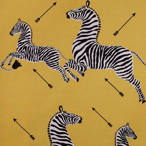 Scalamandre Zebras Toile Fabric, Yellow by Elegant Fabrics, 10 Yards