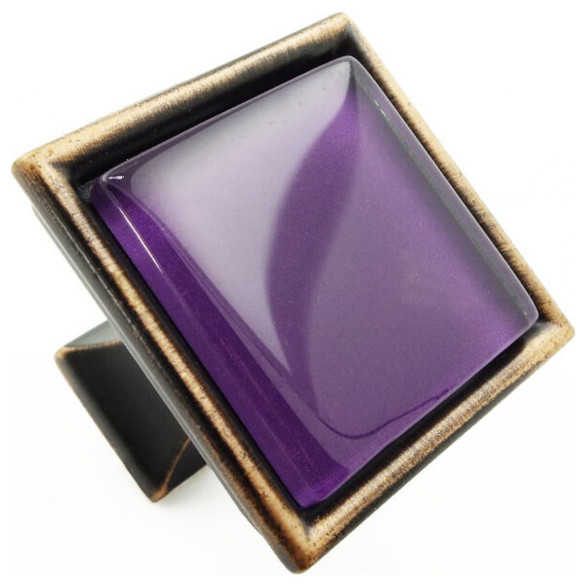 Royal Purple Crystal Glass Oil Rubbed Bronze Madison Classic Knob