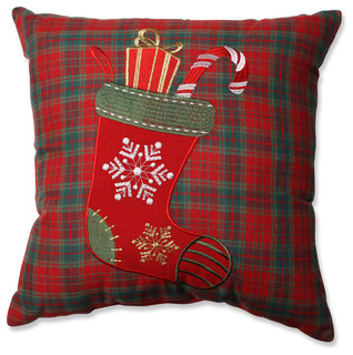 Christmas Stocking Plaid Throw Pillow - Traditional - Decorative Pillows - by Pillow Perfect Inc