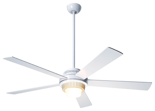 Modern Fan Solus Led Light Gloss White 52 Ceiling Fan With Remote