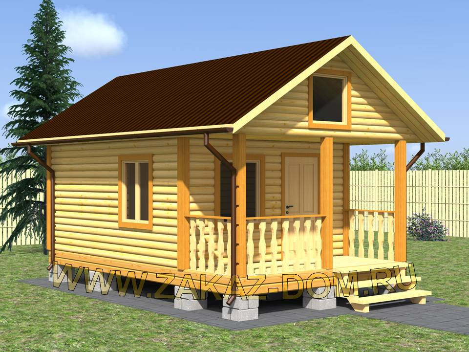 Проект одноэтажной бани из бруса (4х6.5 м) : Б-113