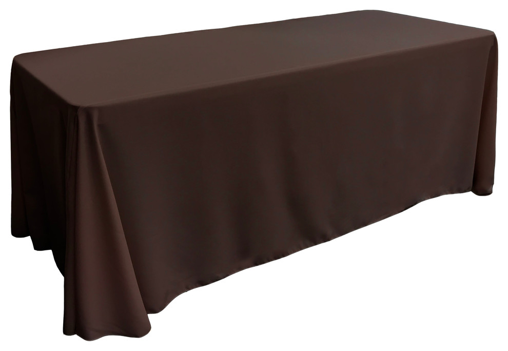 LA Linen Rectangular  Polyester Poplin Tablecloth, Brown, 90"x156"