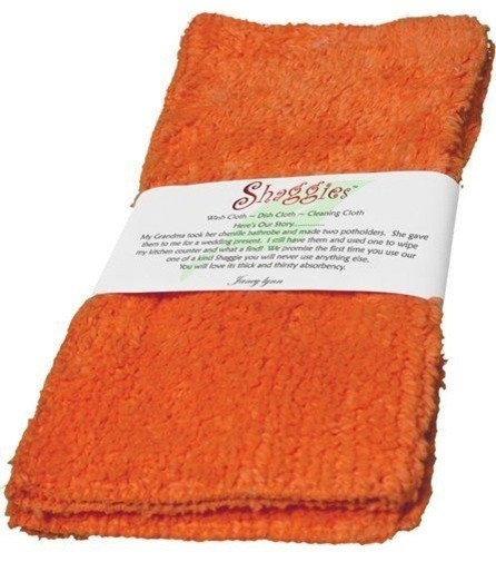 Janey Lynn Designs Orange Marmalade Shaggies, 10"x10" Cotton Washcloth 2 Pack