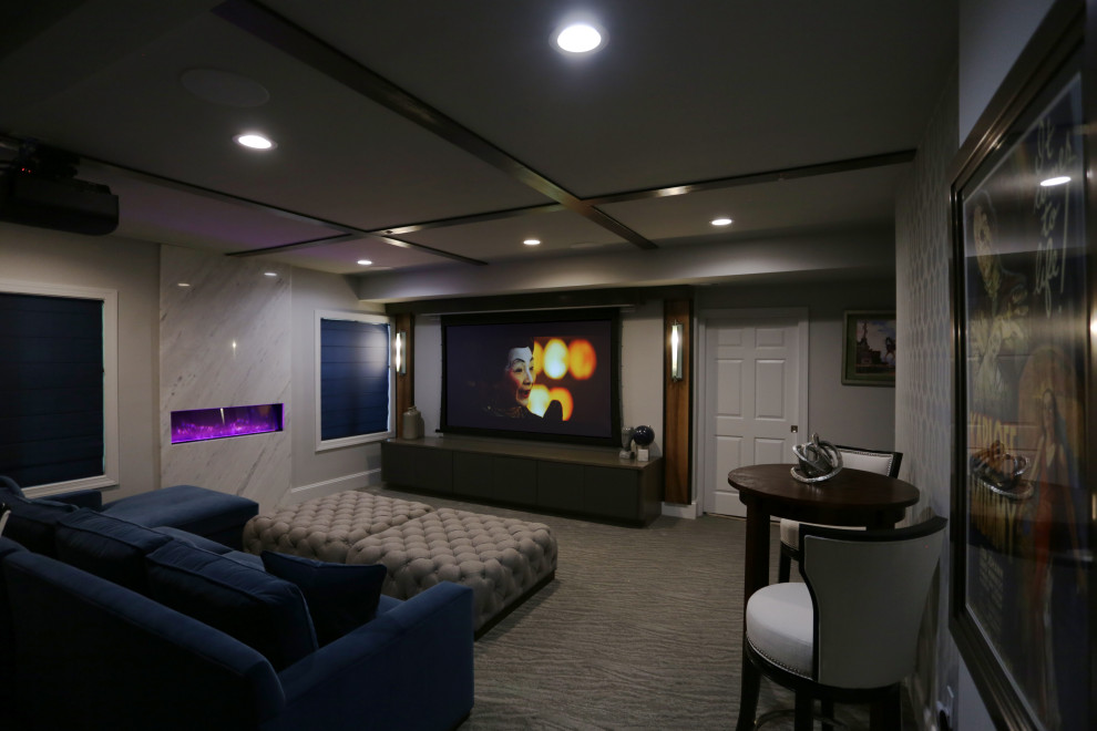 Image showcasing Blue Luxury Media Room - Contemporary - DC Metro - by Pierre Jean ...