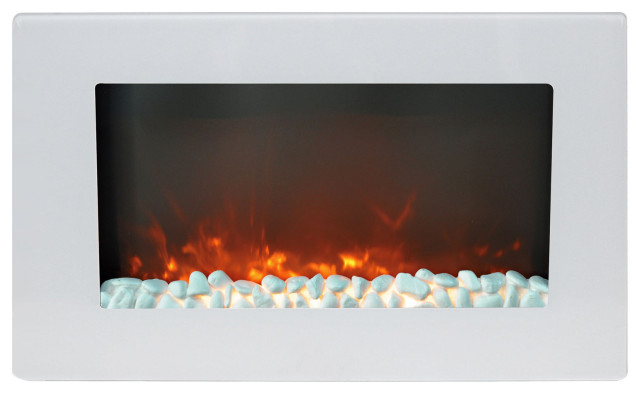Callisto 30 Wall Mount Electric Fireplace White With Crystal