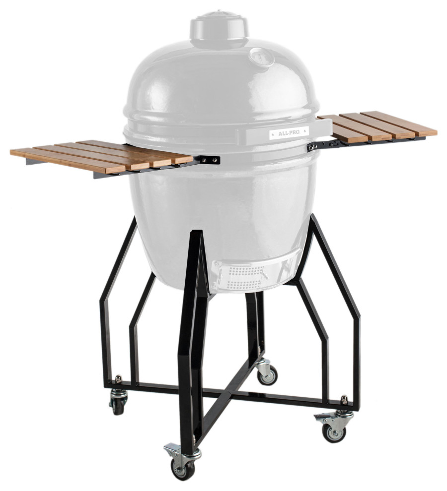 All Pro All KGA1920b Black Powder Coated Cart with Side Shelves-Fits 19" Grill