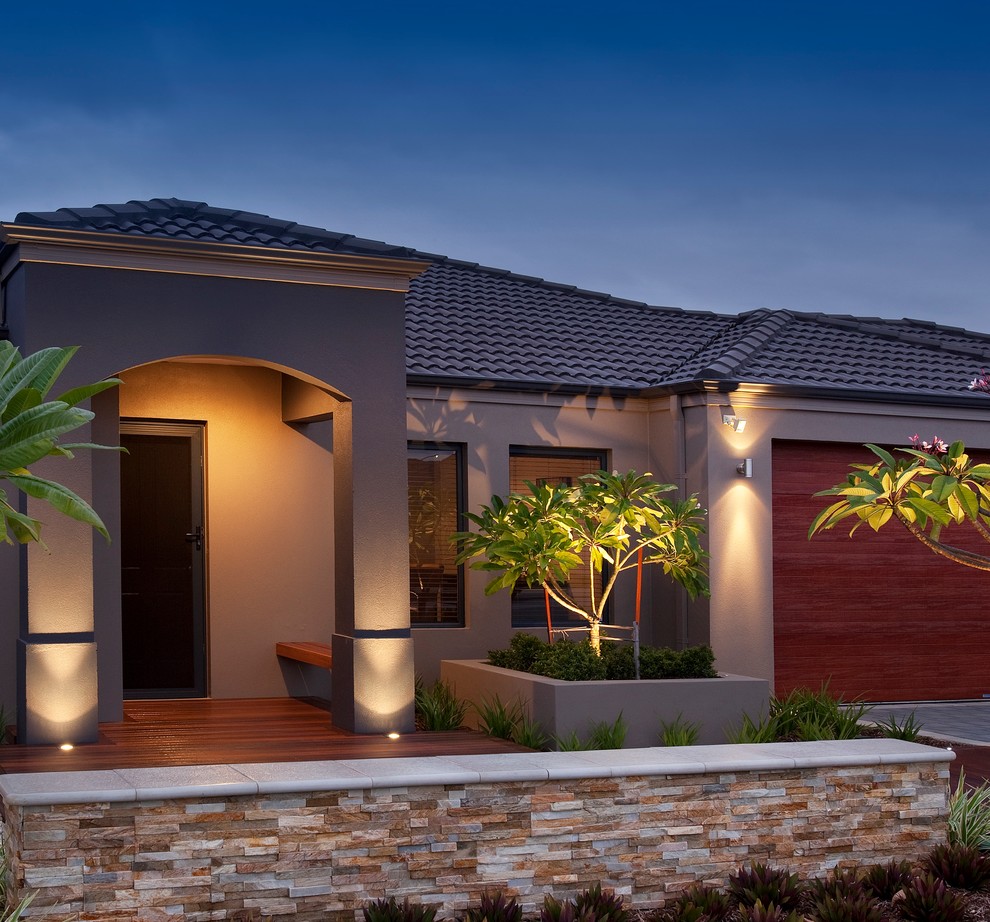 Inspiration for a modern front yard full sun garden in Perth with a garden path.
