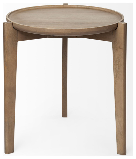 Cleaver I Medium Brown Solid Wood Round Accent Table - Transitional ...
