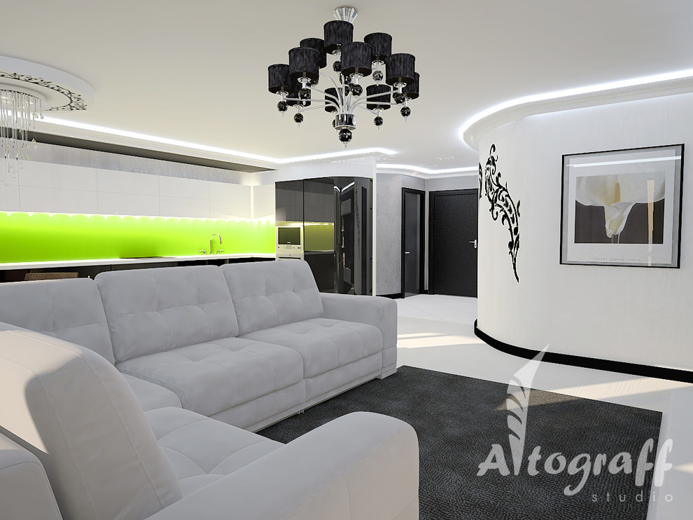 Черно-белая квартира для молодой семьи