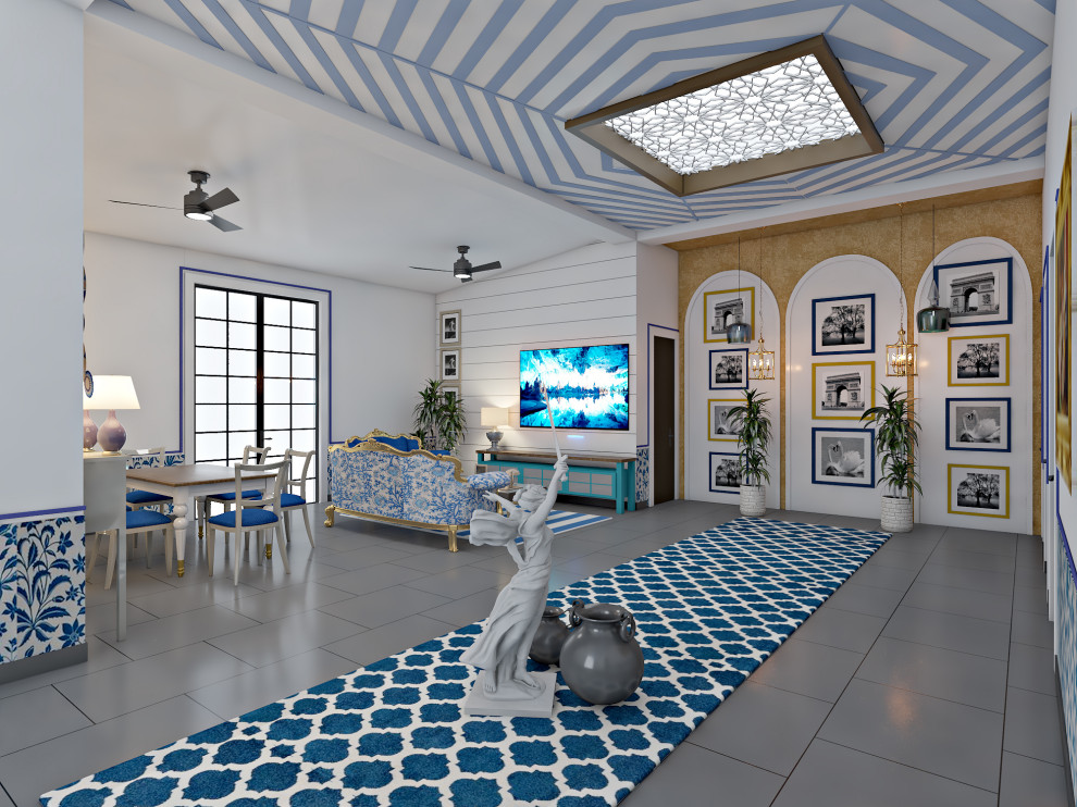 Inspiration for a world-inspired living room in Delhi.
