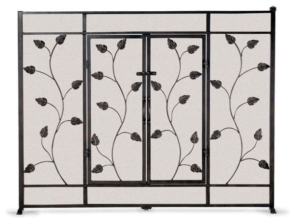 Flat Leaf And Vine Screen With Doors Brushed Bronze Traditional