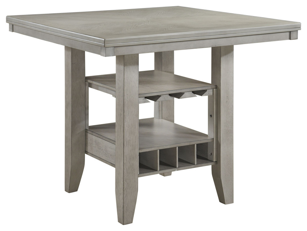 Garcia Counter Height Storage Table With Wine and Stemware Rack, Wash