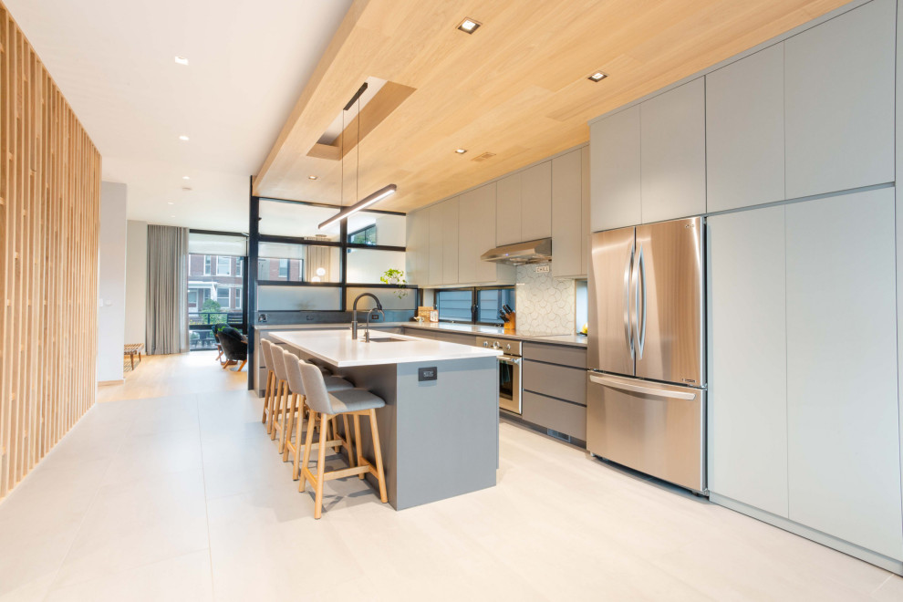 Minimalist Grey Kitchen With Integrated Storage