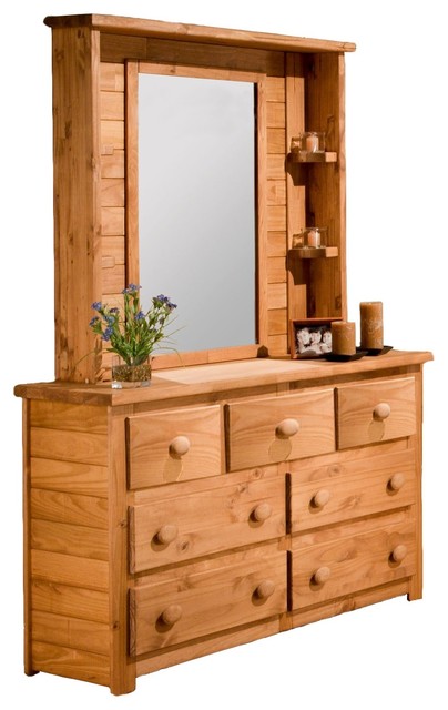 7 Drawer Dresser With Mirror Hutch Transitional Dressers By
