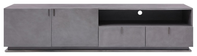 Whet Grey TV Stand, Modern Industrial TV Storage Casegood, Grey Media Cabinet