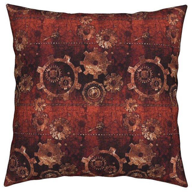 Steampunk Gears Vintage Rusty Abstract Throw Pillow Velvet