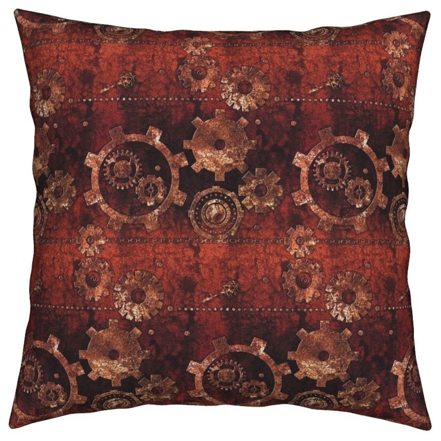 Steampunk Gears Vintage Rusty Abstract Throw Pillow Velvet