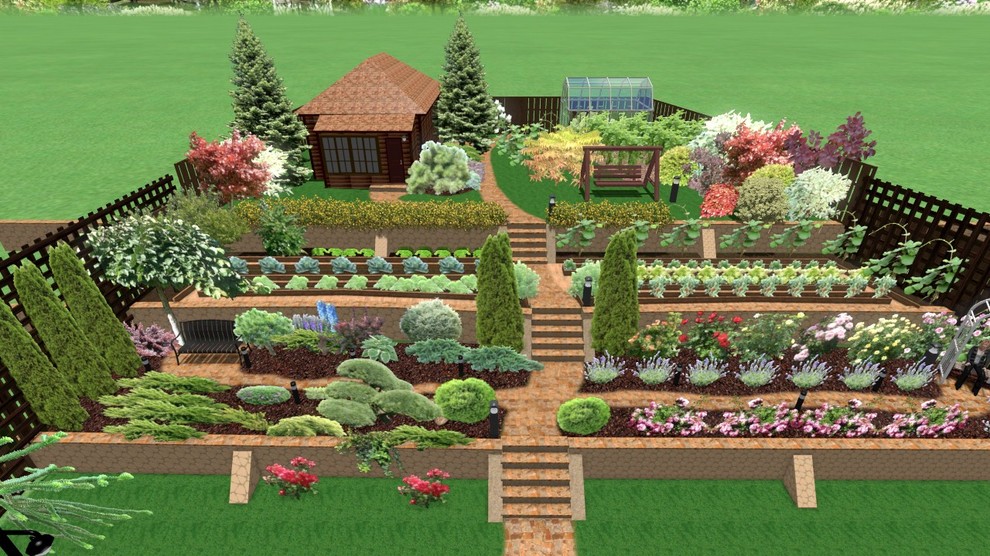 Ландшафтный дизайн участка на склоне