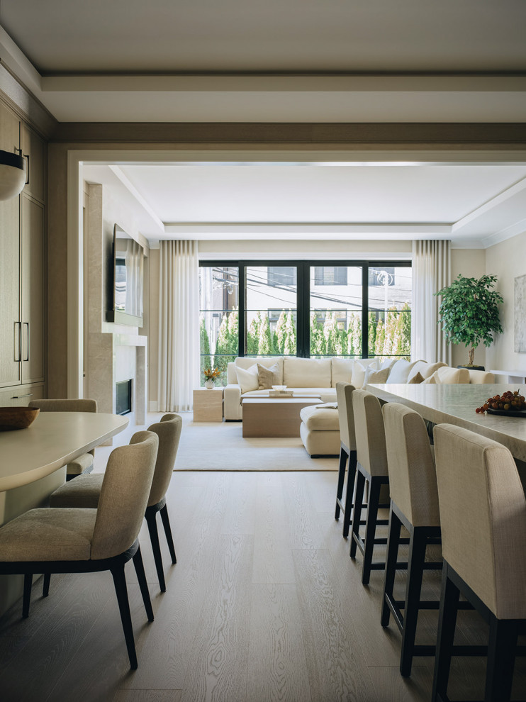 Example of a transitional home design design in Chicago