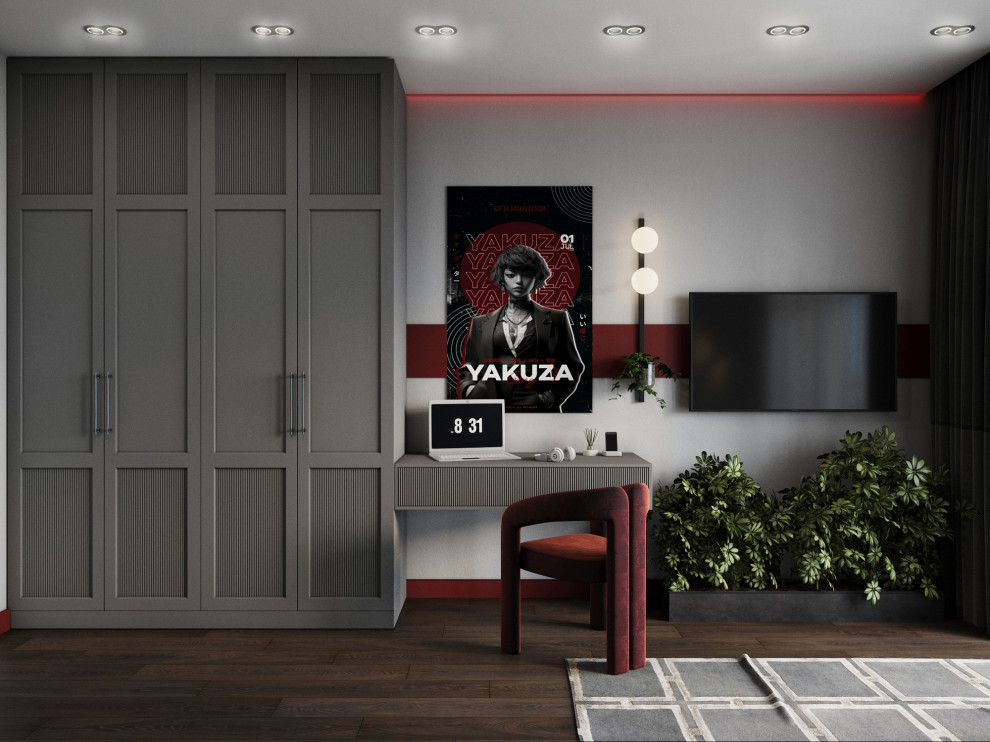 Шкаф, рабочее пространство и ТВ зона