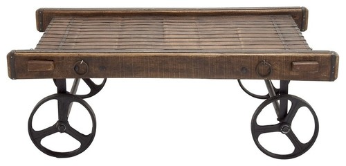 Wood Metal Trolley Table