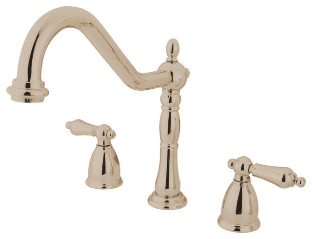 Kingston Brass Kb1796alls Widespread Kitchen Faucet Polished Nickel
