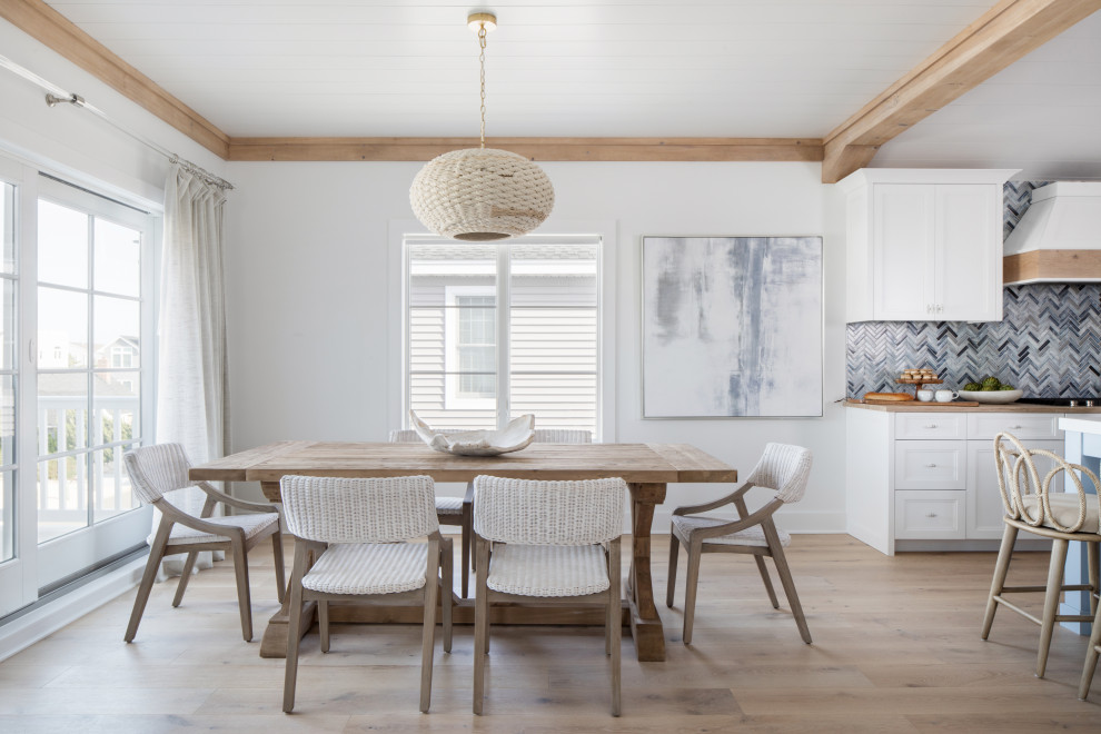 Design ideas for a coastal dining room in New York.