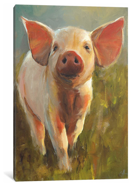 Morning Pig by Cari J. Humphry Canvas Print, 12"x8"x0.75"