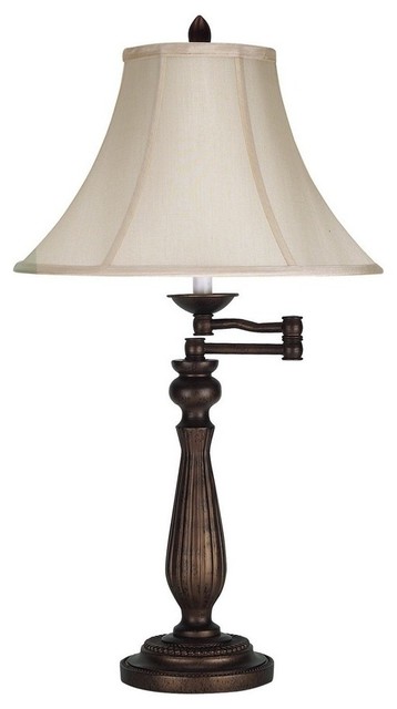 Cal One Light Swing Arm Table lamp, Antique rust