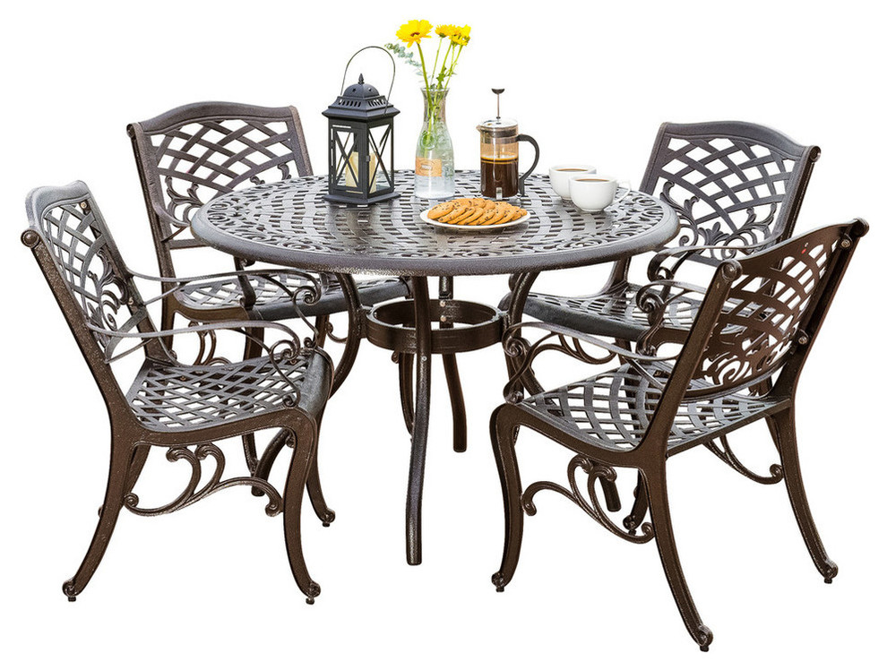 Covington Sarasota Traditional Outdoor 4Seater Cast Aluminum Dining