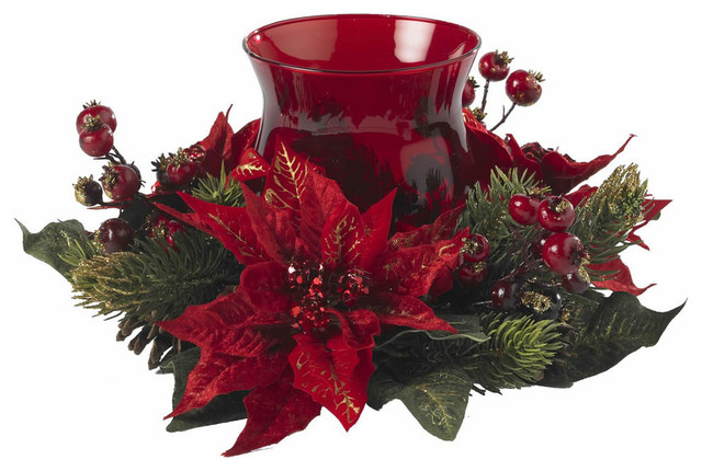 Poinsettia and Berry Candelabrum