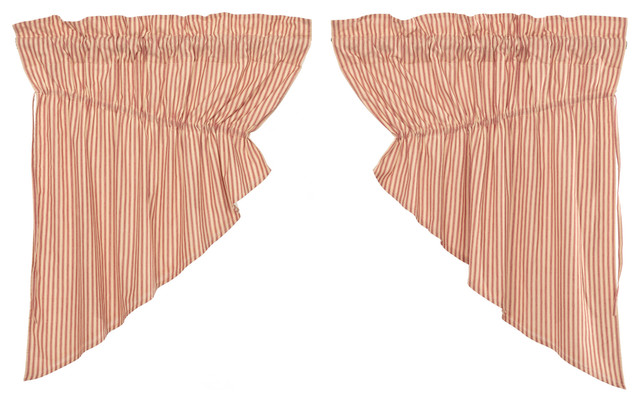 Farmhouse Kitchen Curtains Miller Farm Ticking Stripe Prairie Swag