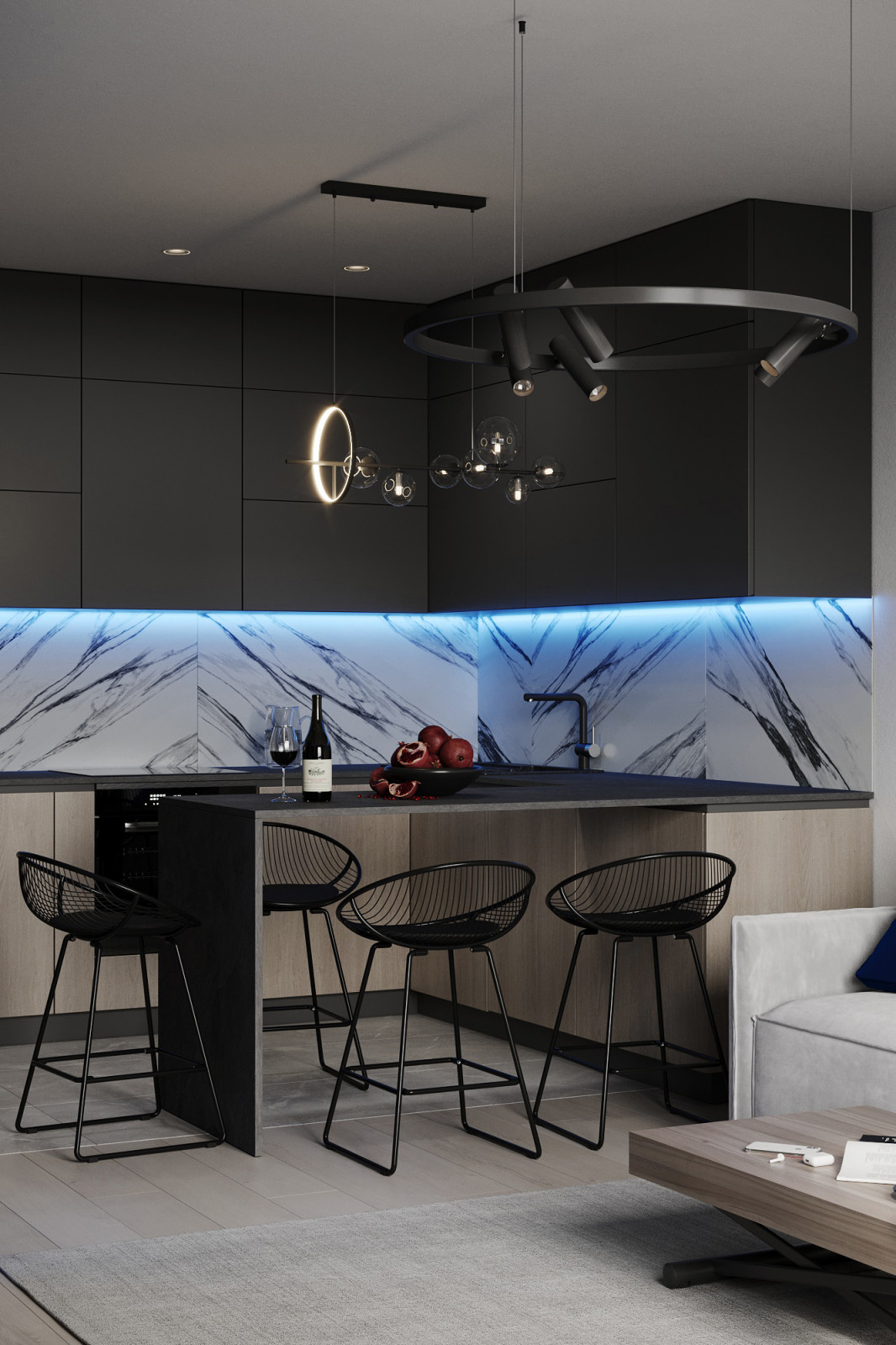 Дизайн кухни-гостиной