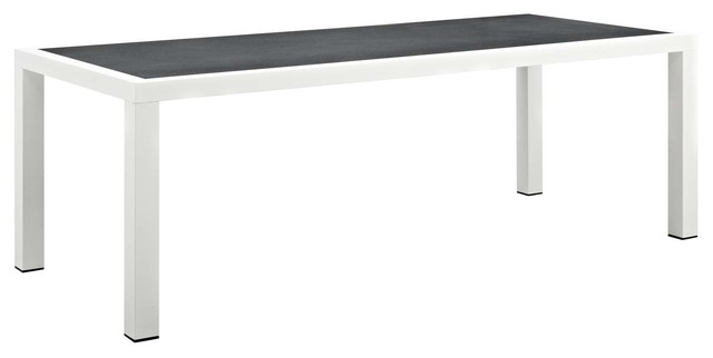 Modern Outdoor Lounge Dining Table, Aluminum Metal Steel, White - Contemporary - Outdoor Dining 