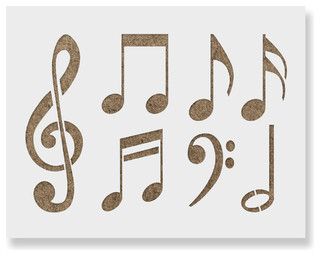 Music Notes Stencil on Reusable Mylar for Crafts - Contemporary - Wall