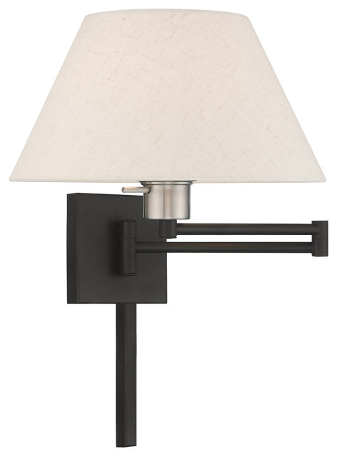 Livex Lighting Black 1-Light Swing Arm Wall Lamp
