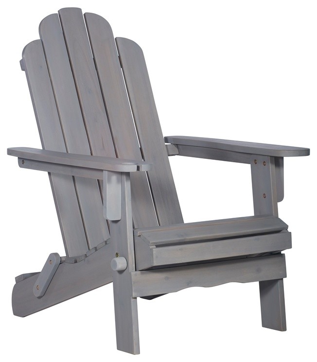 Outdoor Wood Adirondack Chair with Wine Glass Holder in Gray Wash