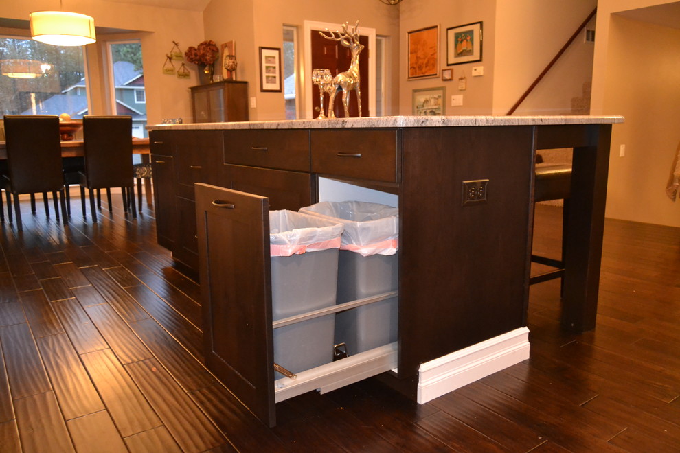 Example of a transitional kitchen design in Seattle