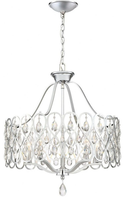 Contemporary Five Light Chandelier in Polished Chrome Finish - Chandelier