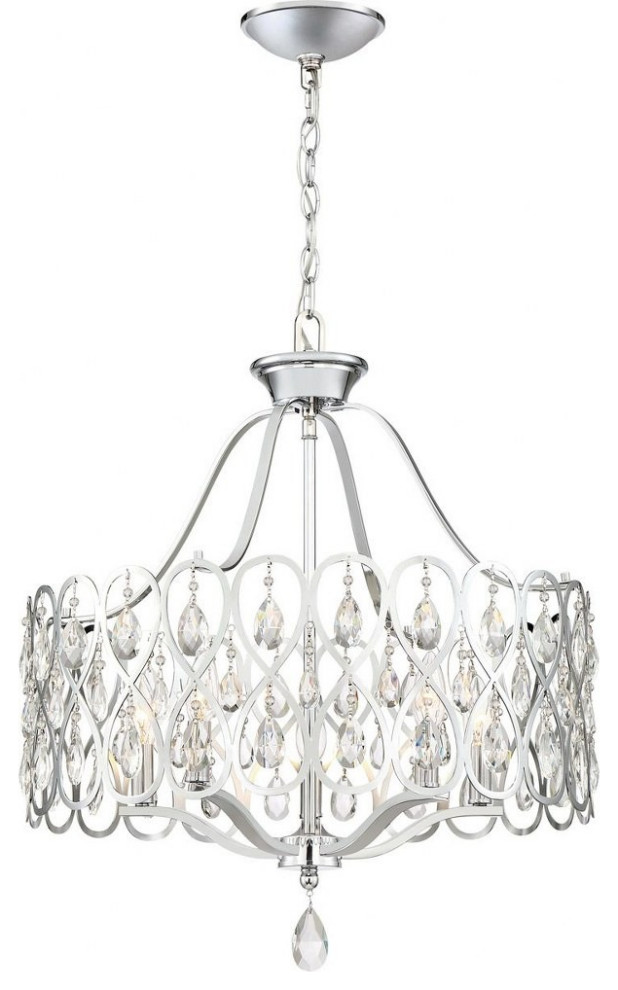 Contemporary Five Light Chandelier in Polished Chrome Finish - Chandelier