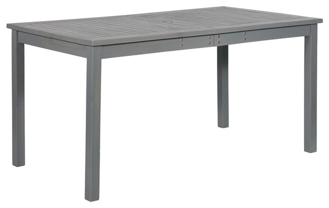 Walker Edison Simple Outdoor Wood Patio Dining Table in Gray Wash ...