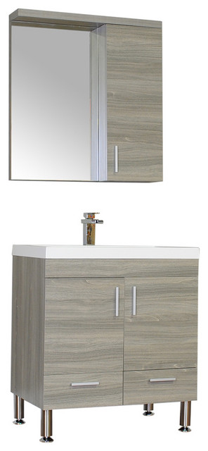 The Modern 30 inch Single Modern Bathroom Vanity in Gray without Mirror