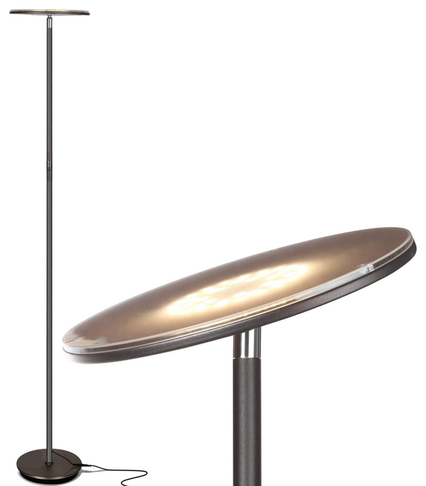 Brightech Sky LED Torchiere Super Bright Floor Lamp - Contemporary Lamp, Dark Br