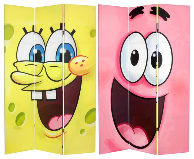 6 ft. Tall Double Sided Sponge Bob Canvas Room Divider