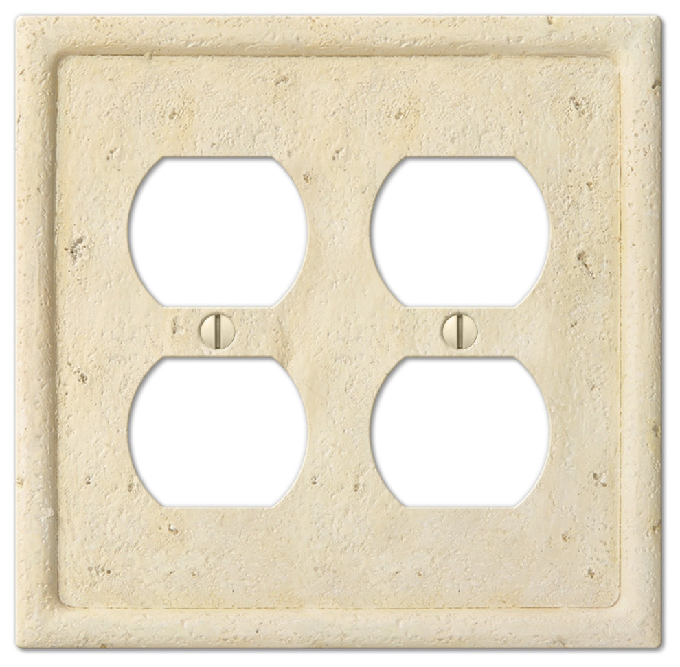 Faux Stone Resin 2Duplex Wall Plate Transitional Switch Plates And