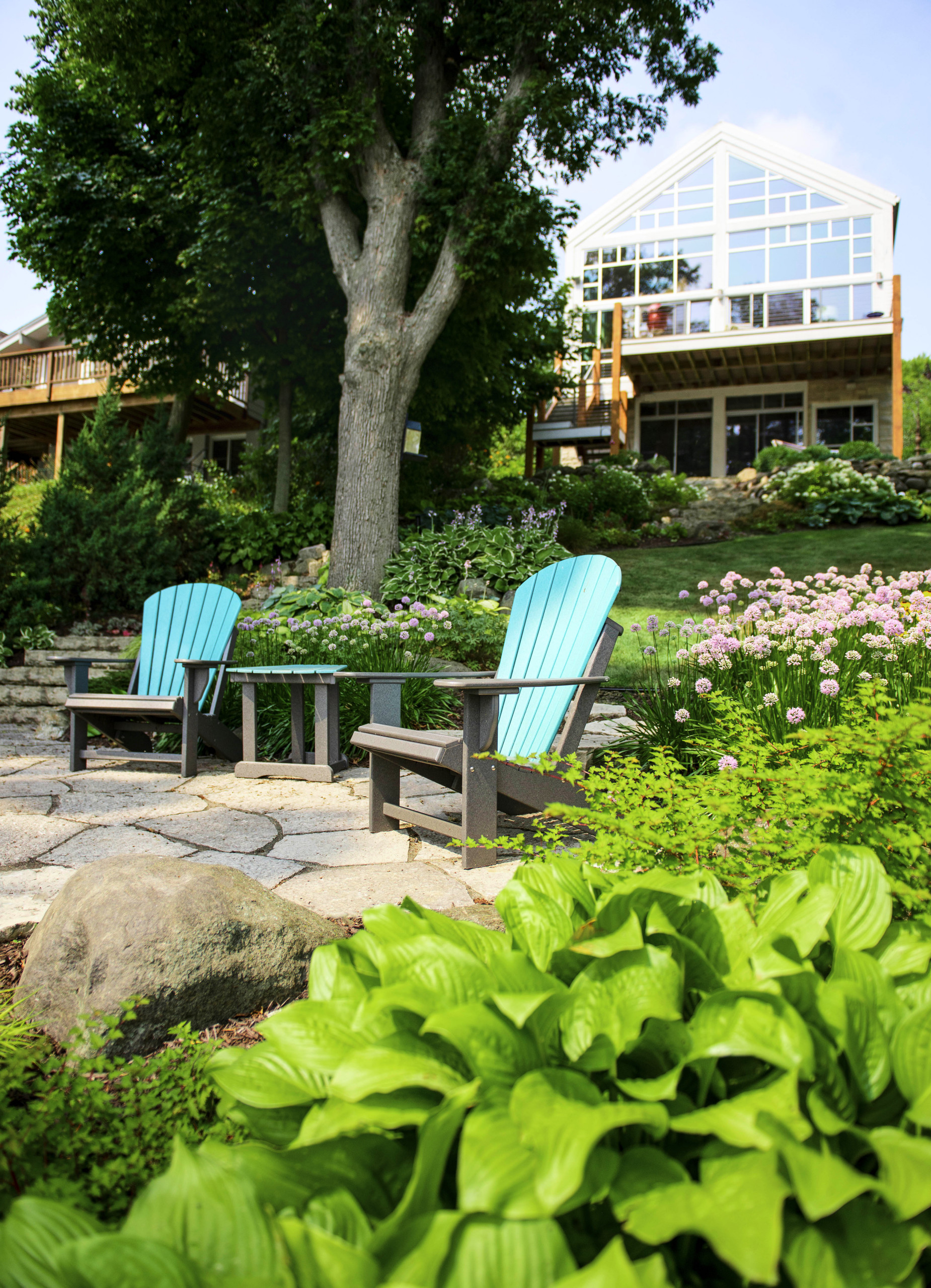 Contemporary Lake Home Flagstone Patio - West Bend, WI