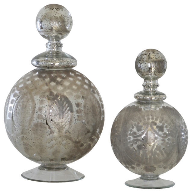 Silver Finial 2 Piece Set Transitional Decorative Objects And
