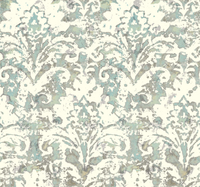 York Wallcoverings CL2595 Batik Damask Wallpaper Blue, Grey, 27